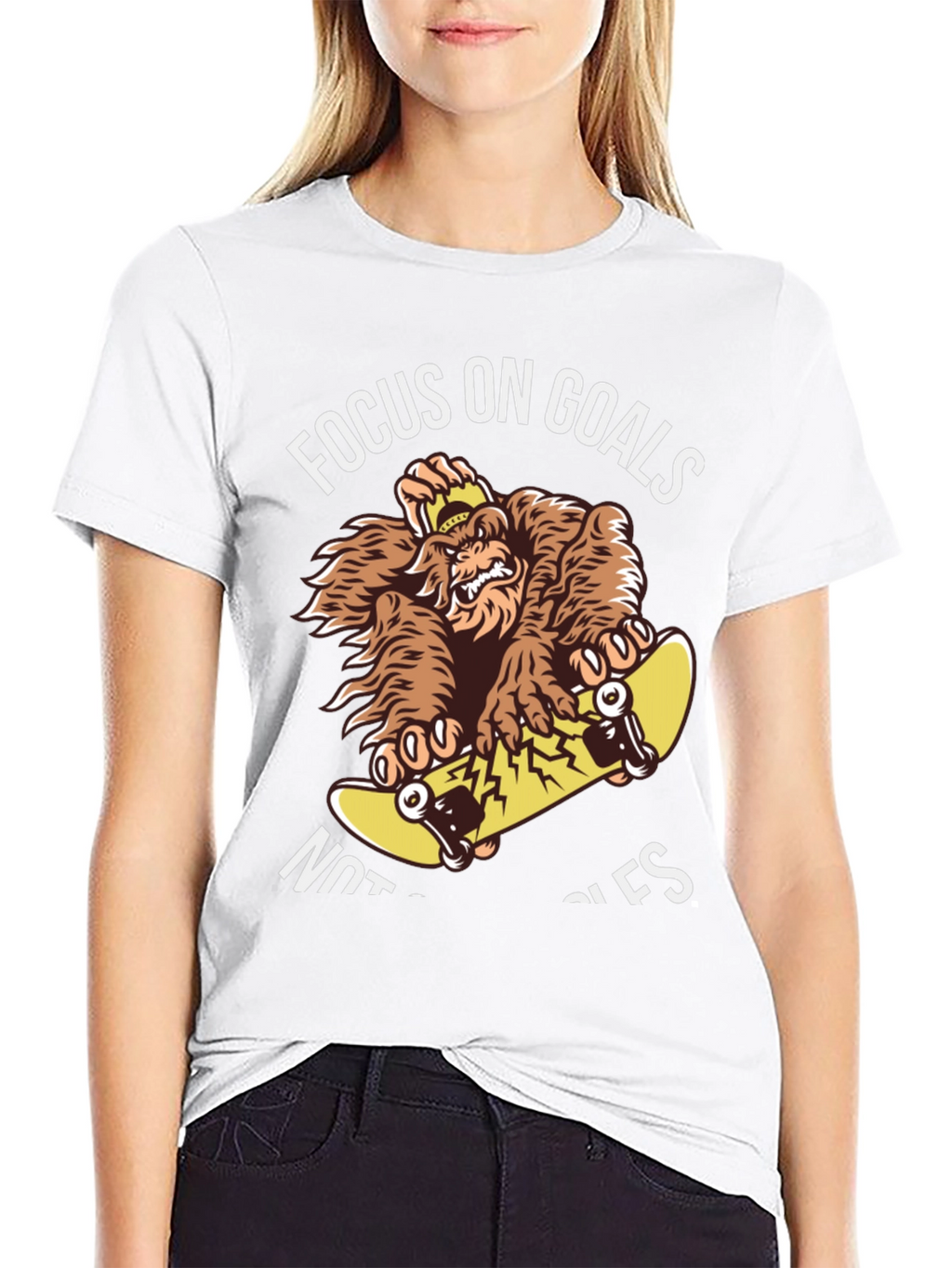 Focus on Goals Skateboard Gorilla Graphic T-Shirt