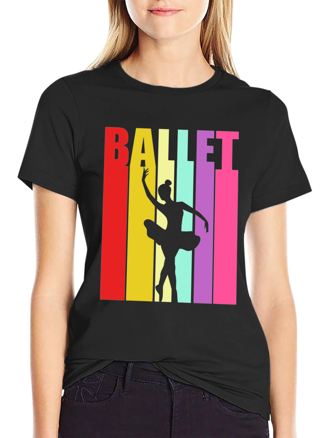 Retro Ballet Dancer T-Shirt - Black