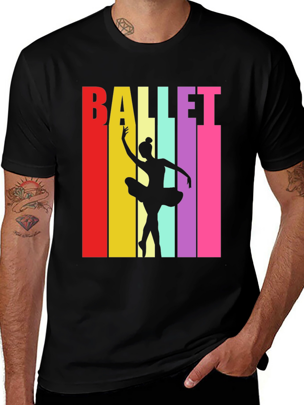 Retro Ballet Dancer T-Shirt - Black