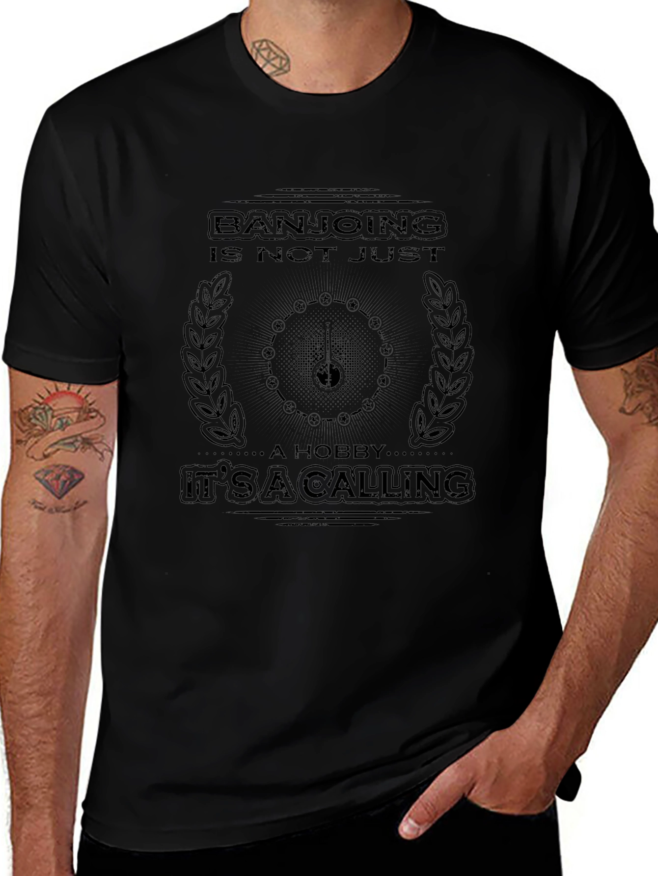 Banjoing Calling Graphic Tee - Black