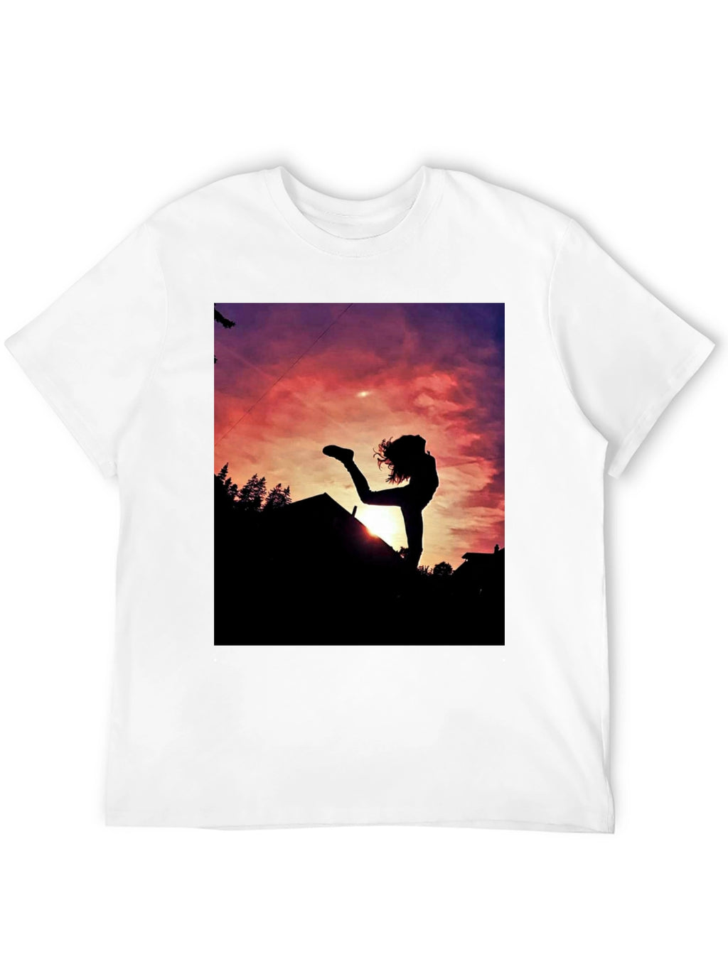 Silhouette Sunset Graphic Tee - Black Cotton Blend