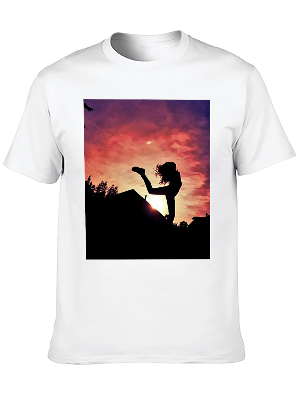 Silhouette Sunset Graphic Tee - Black Cotton Blend