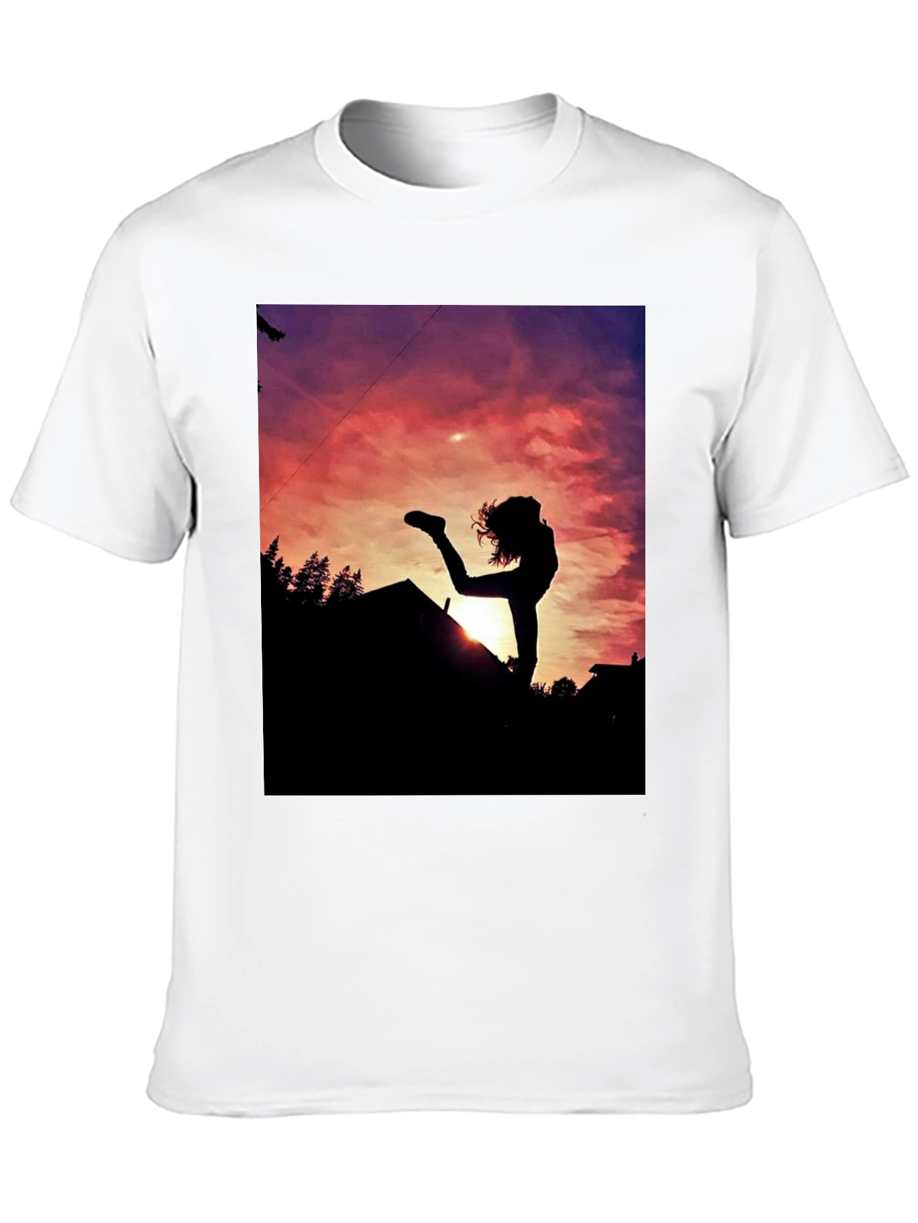 Silhouette Sunset Graphic Tee - Black Cotton Blend