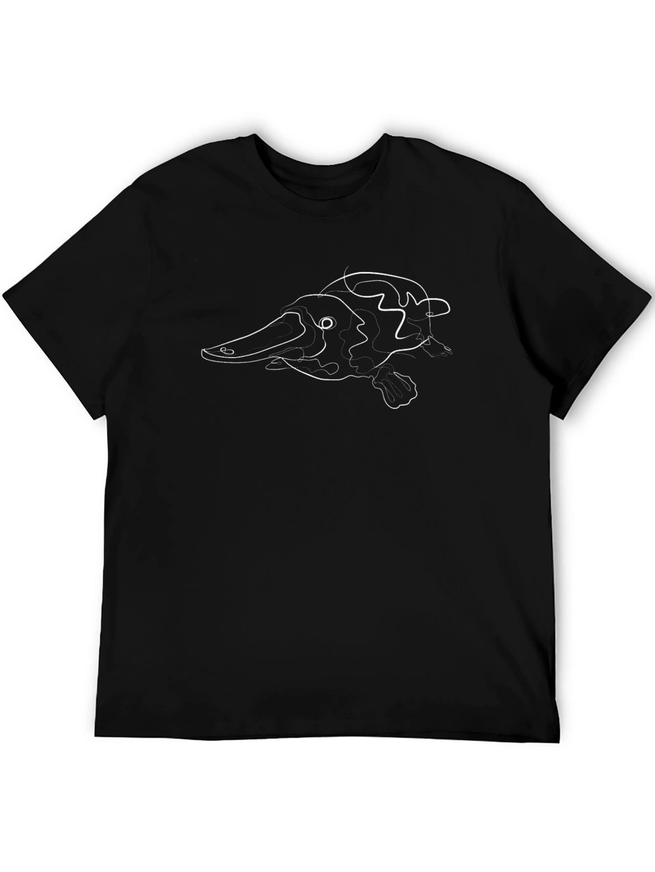 Platypus Line Art Black T-Shirt - Modern Minimalist Design