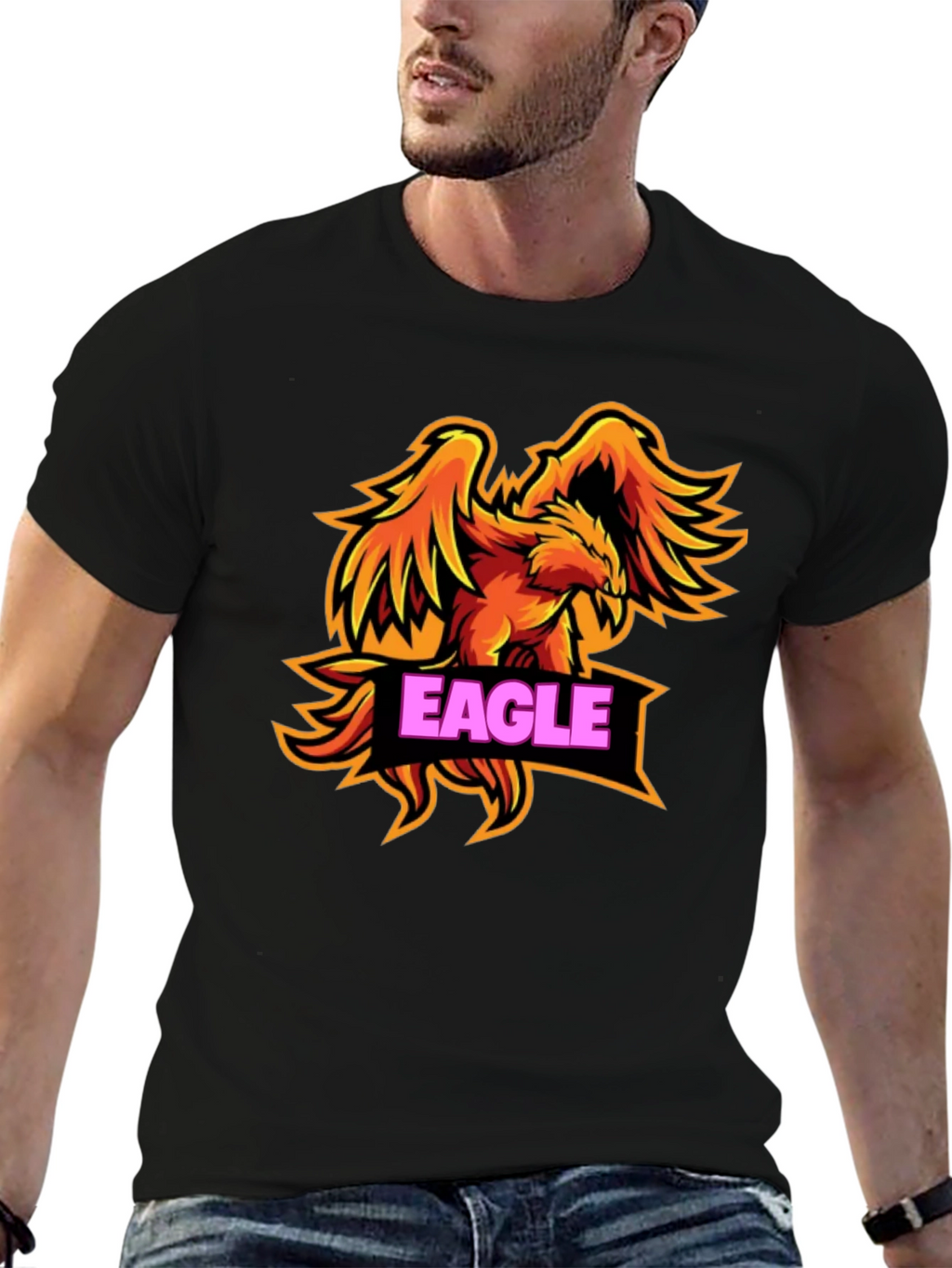 Eagle Graphic Black T-Shirt for Men