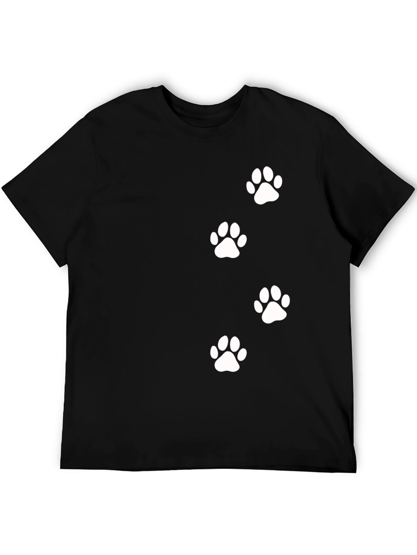 Paw Print Graphic Tee - Black Casual T-Shirt