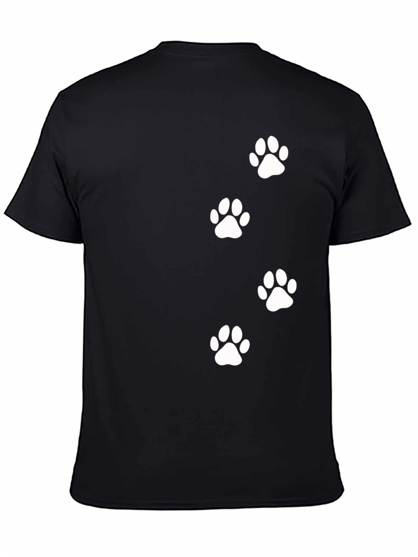 Paw Print Graphic Tee - Black Casual T-Shirt