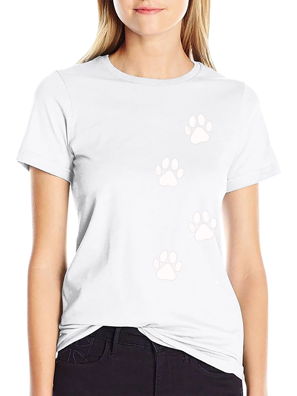 Paw Print Graphic Tee - Black Casual T-Shirt