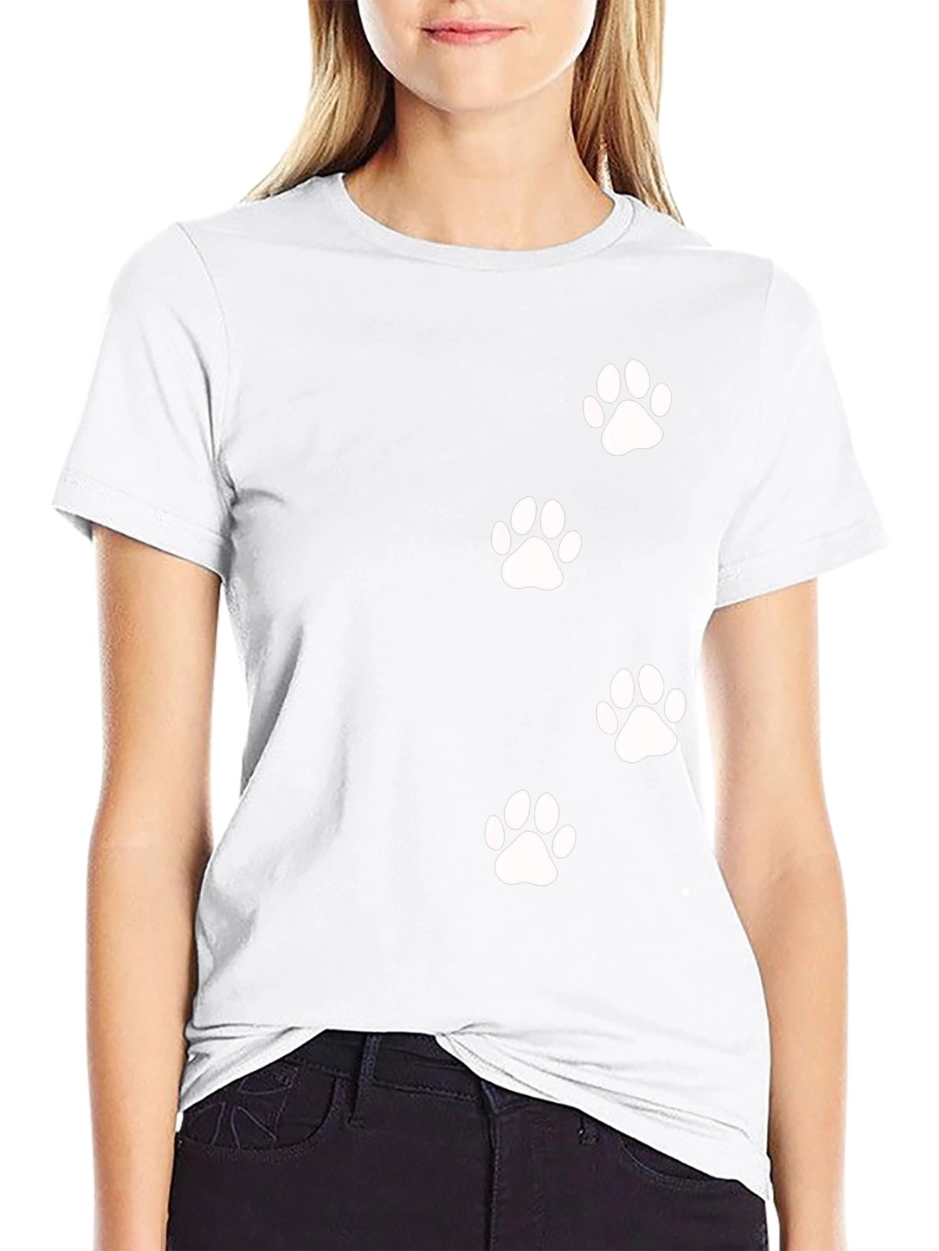Paw Print Graphic Tee - Black Casual T-Shirt