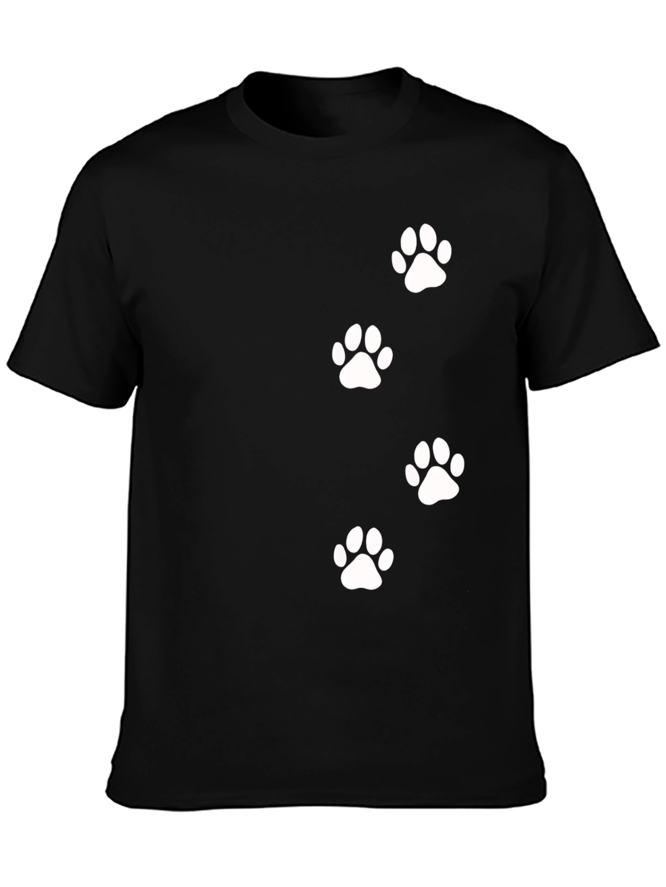 Paw Print Graphic Tee - Black Casual T-Shirt