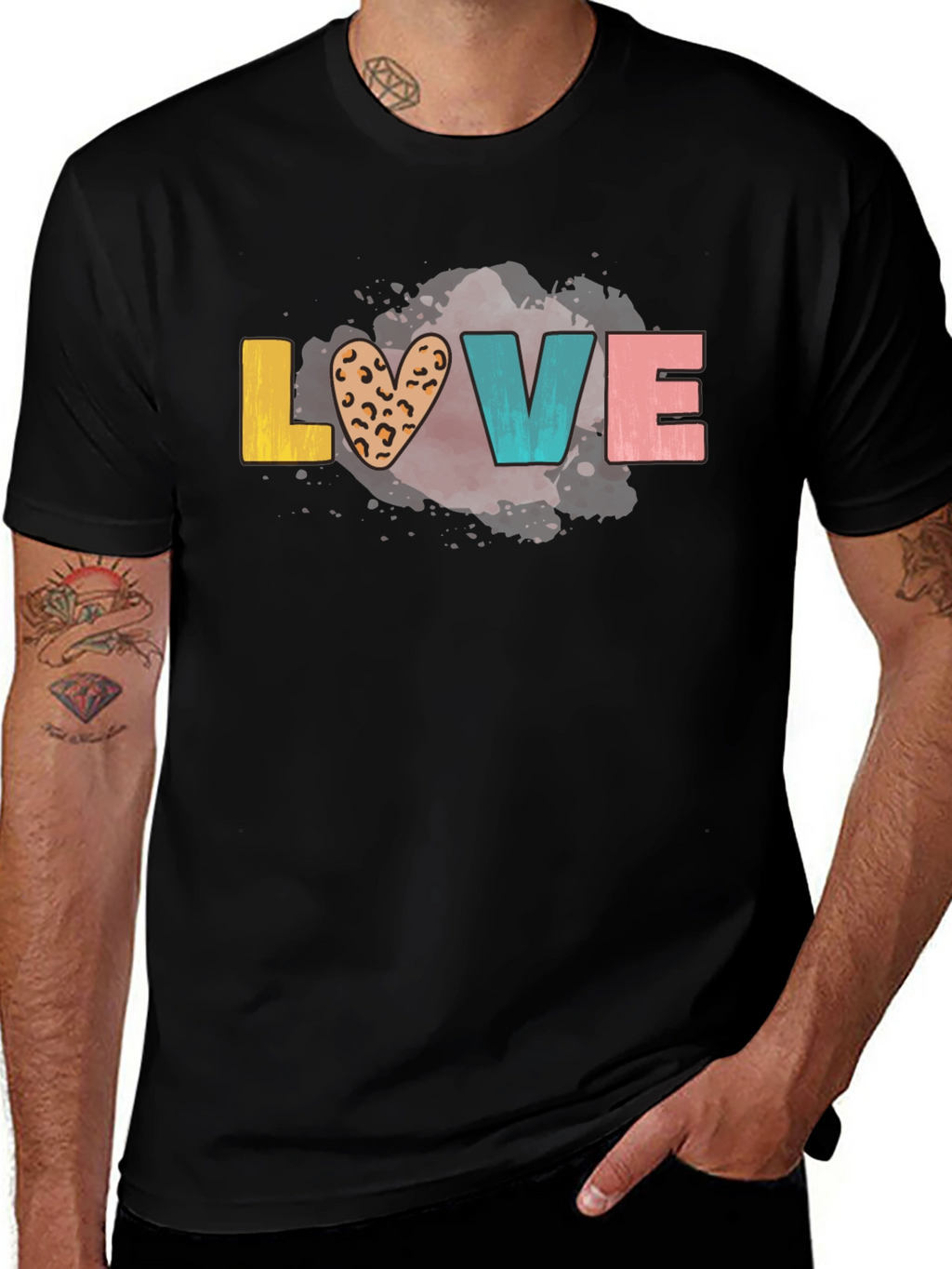 LOVE Graphic Tee - Trendy Leopard Print Heart