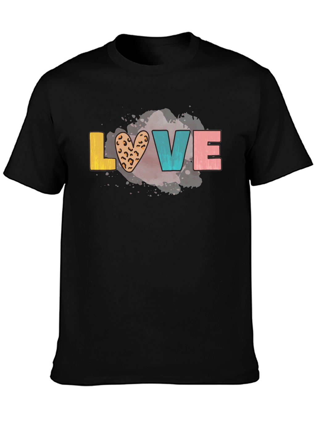 LOVE Graphic Tee - Trendy Leopard Print Heart