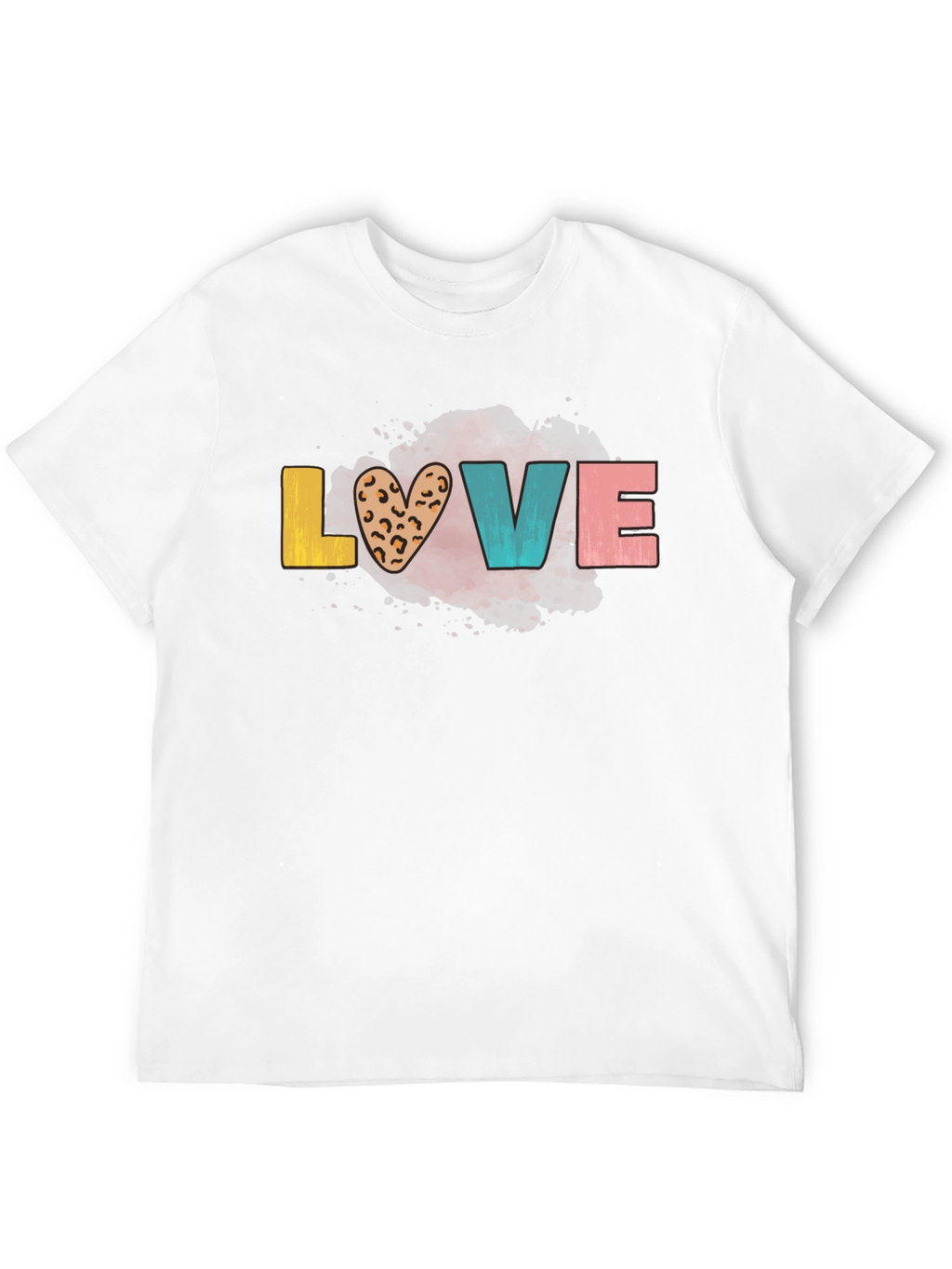 LOVE Graphic Tee - Trendy Leopard Print Heart