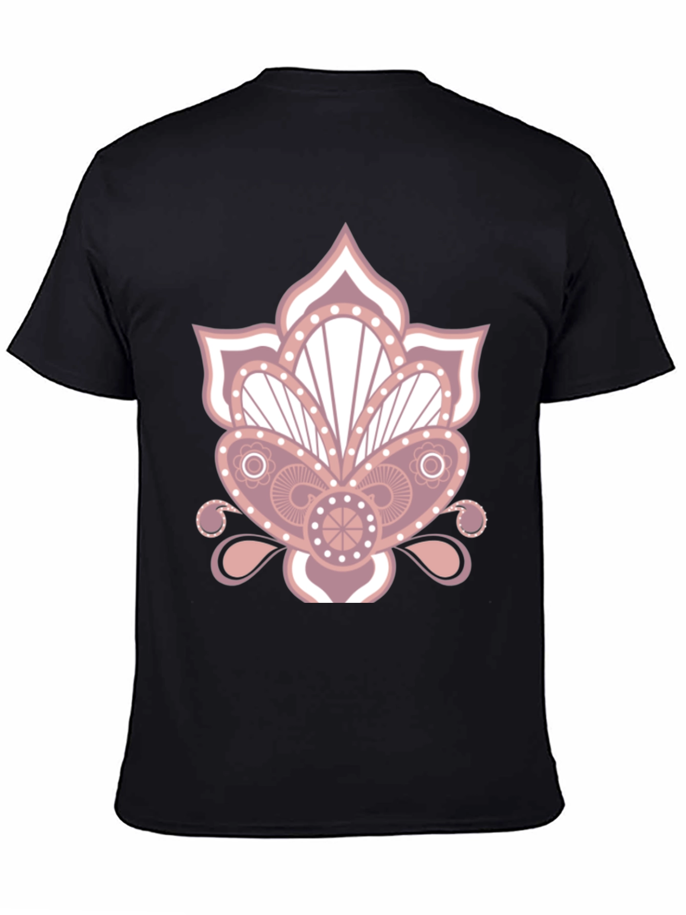 Floral Mandala Graphic Print Black T-Shirt