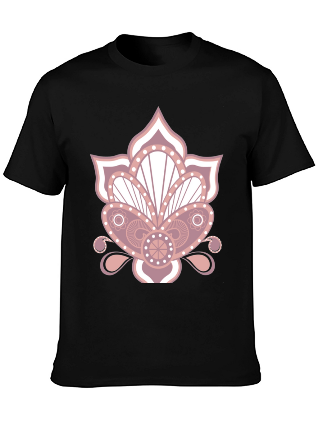 Floral Mandala Graphic Print Black T-Shirt