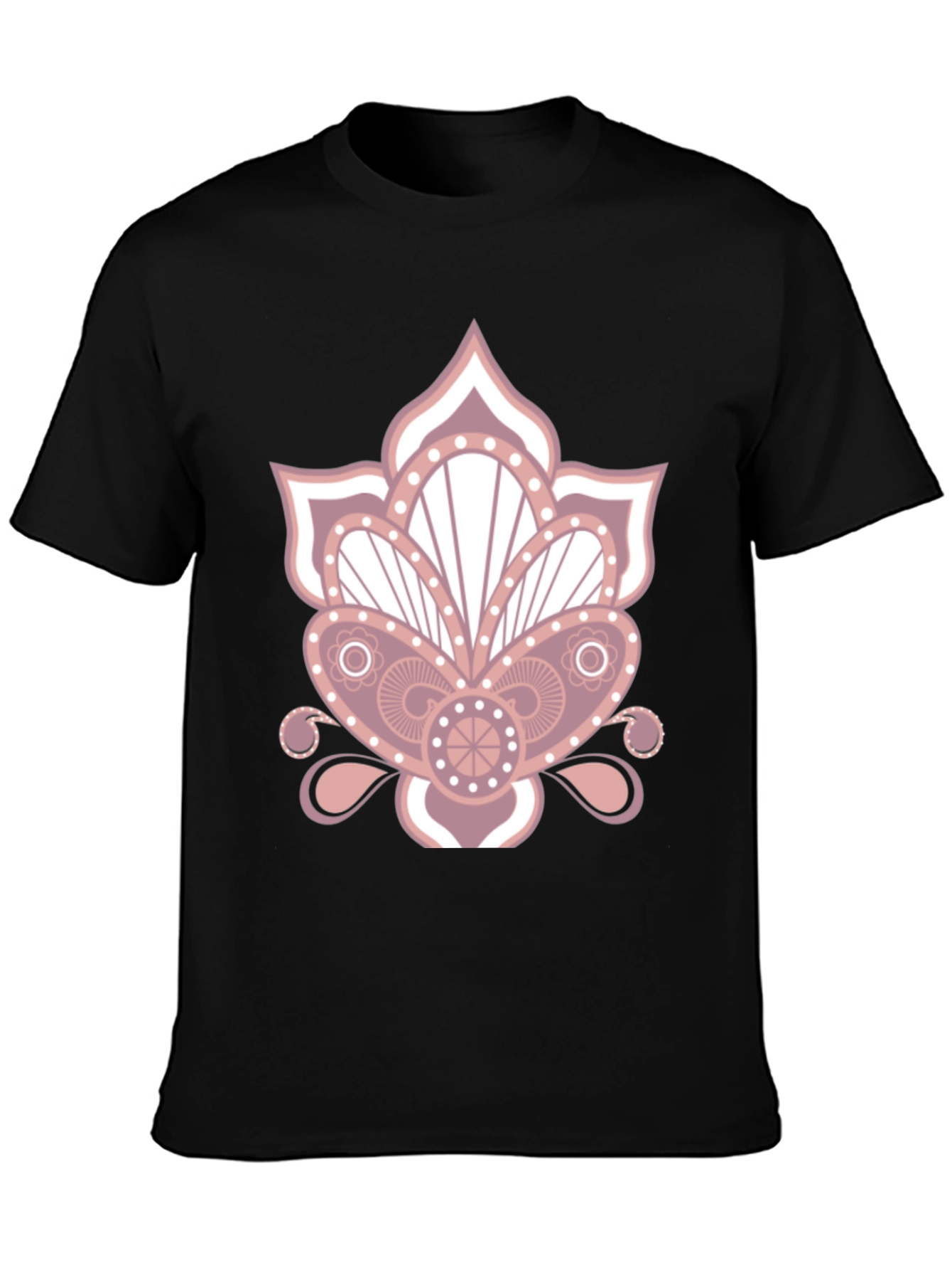 Floral Mandala Graphic Print Black T-Shirt