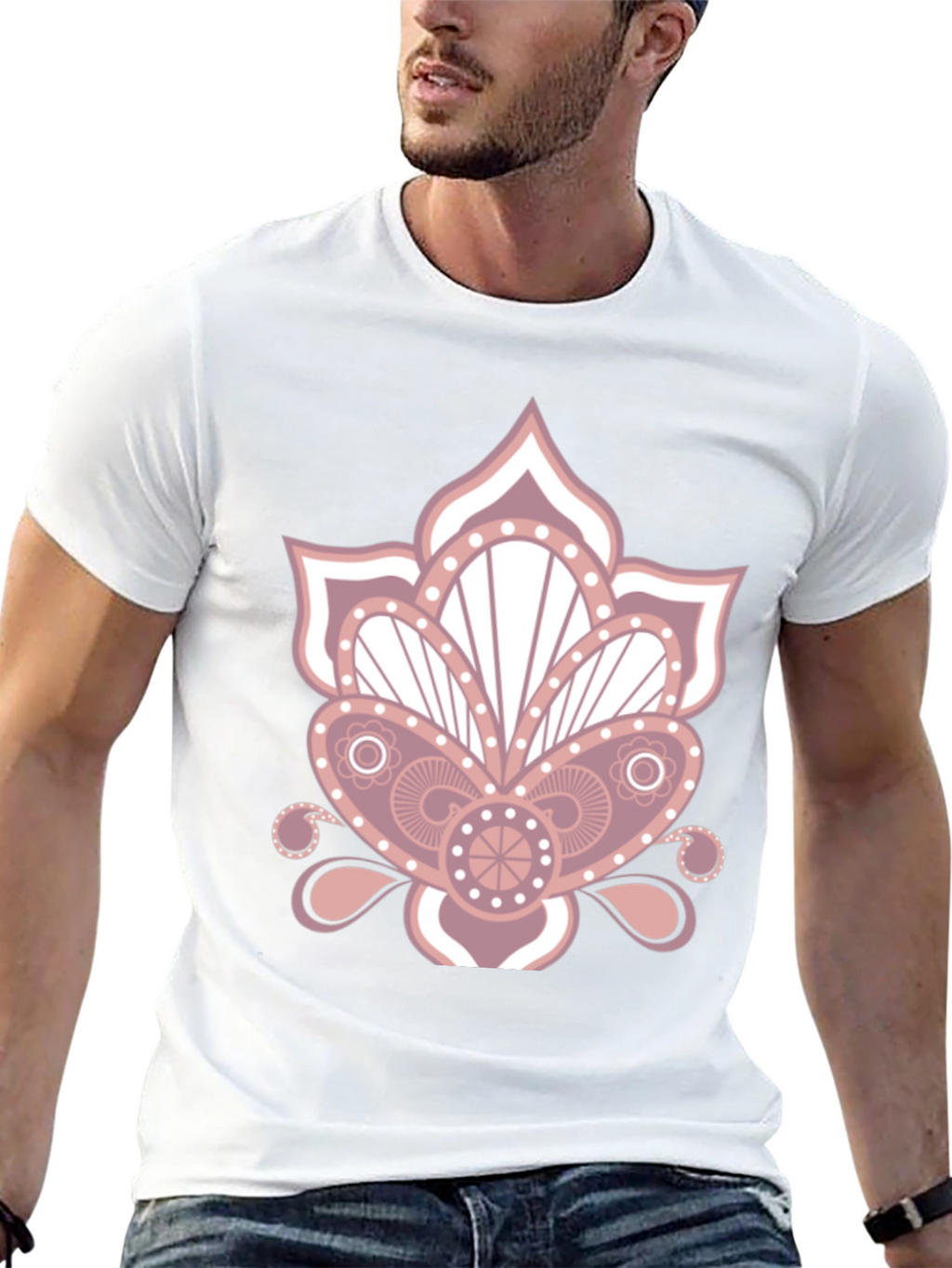 Floral Mandala Graphic Print Black T-Shirt