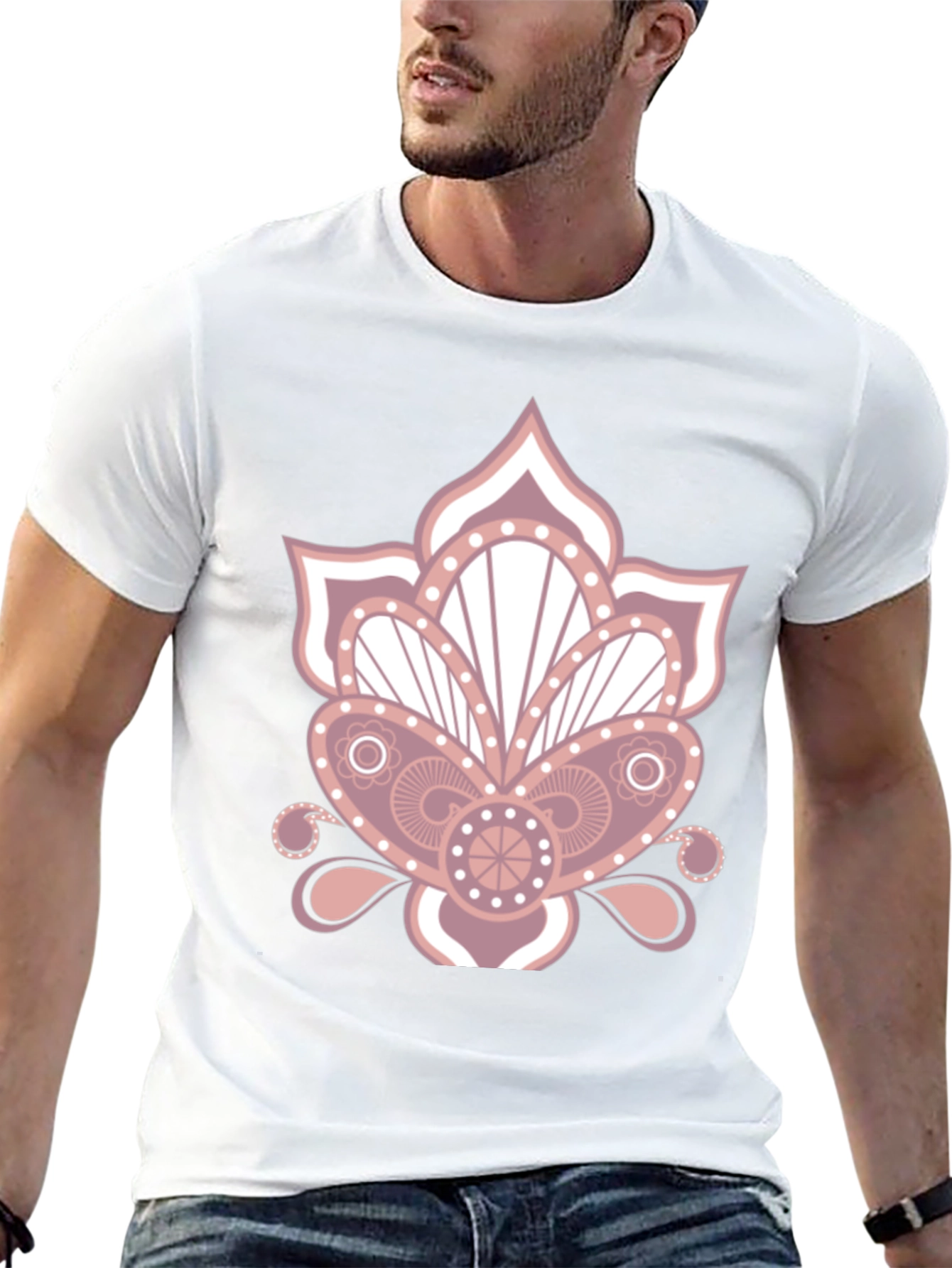 Floral Mandala Graphic Print Black T-Shirt