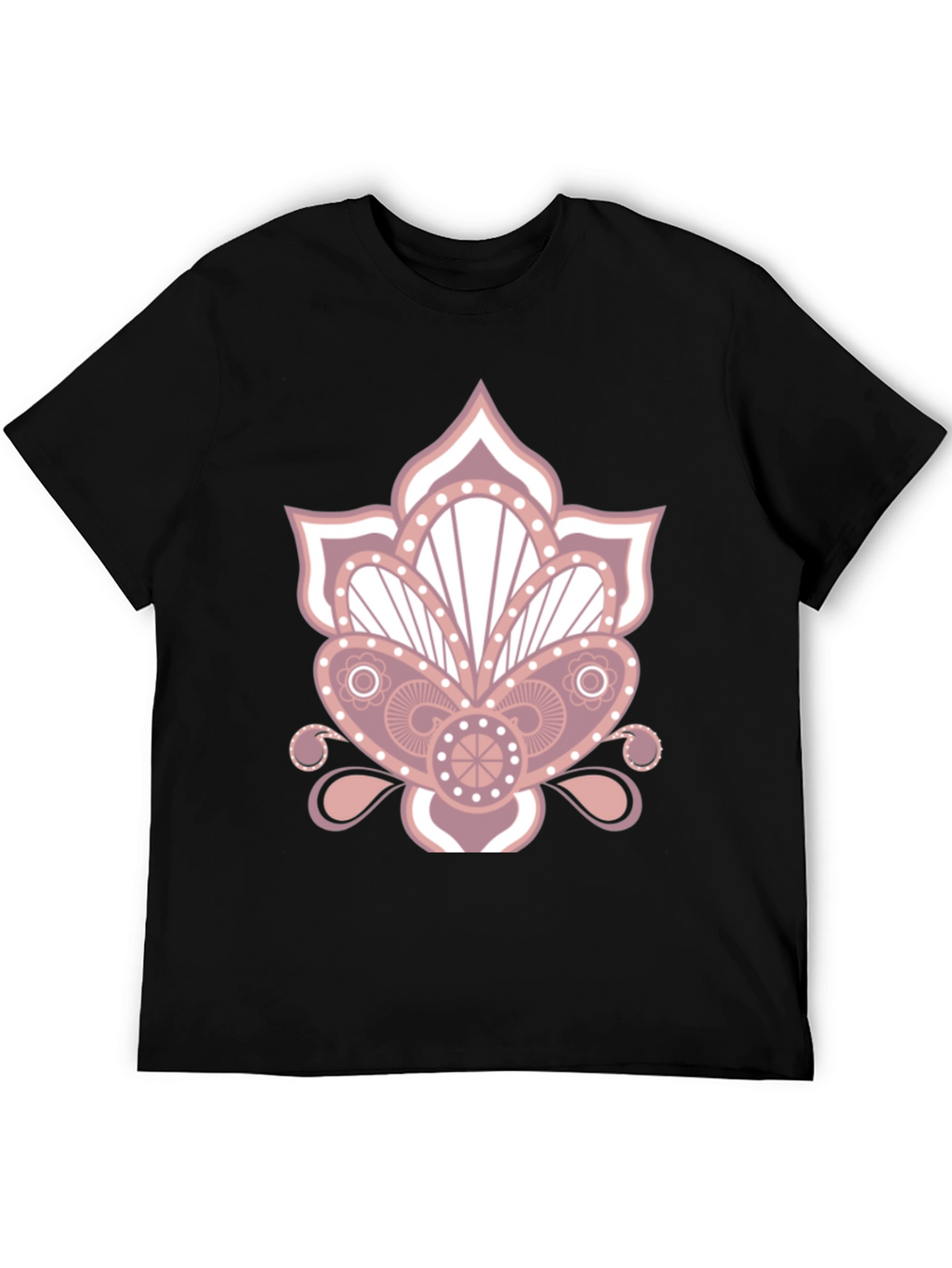 Floral Mandala Graphic Print Black T-Shirt