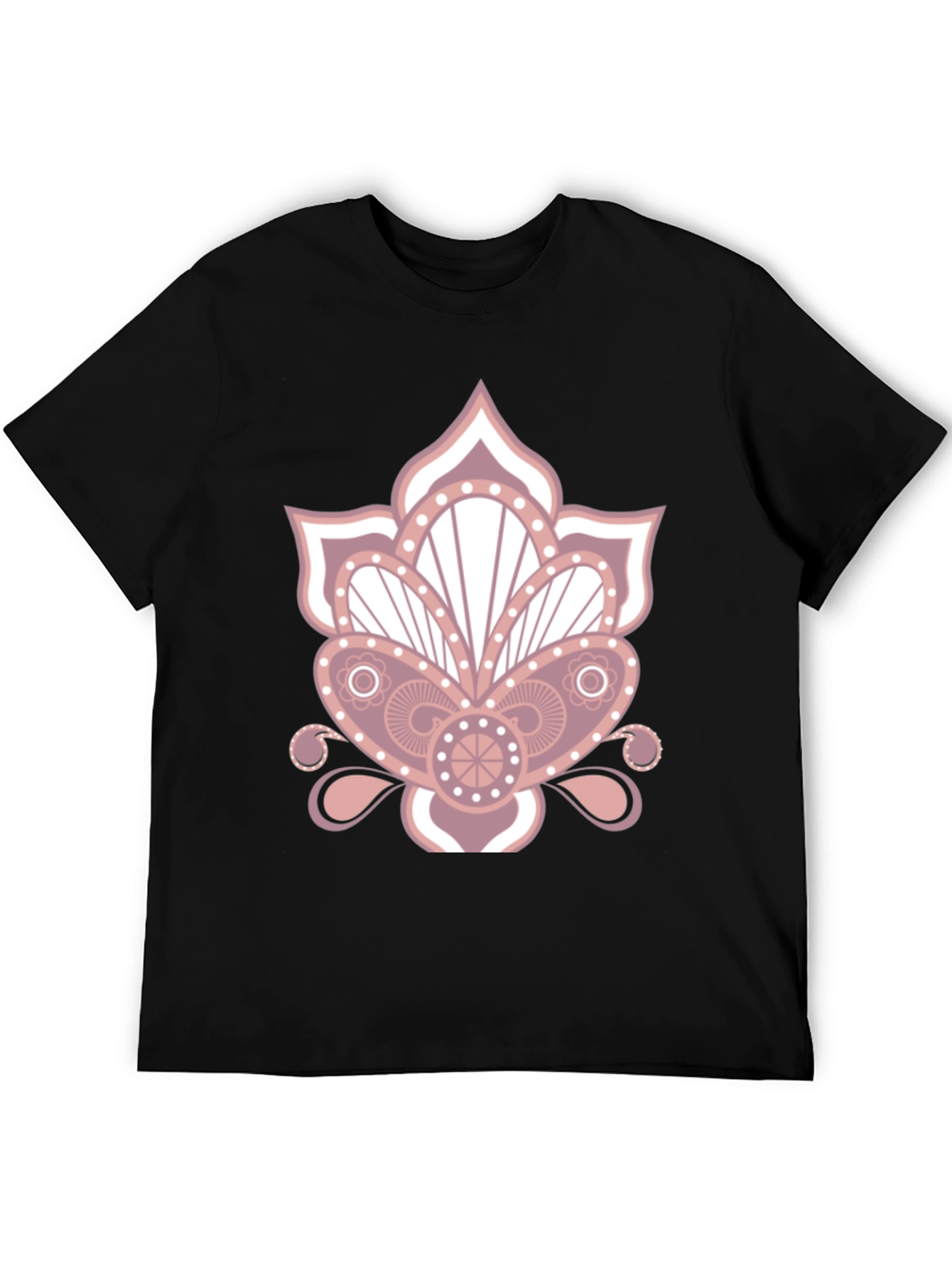 Floral Mandala Graphic Print Black T-Shirt