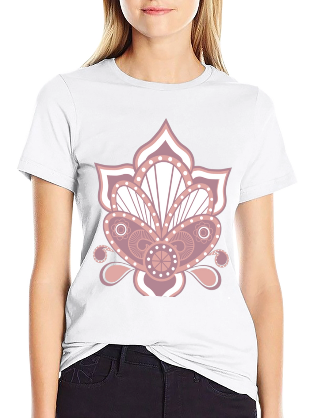 Floral Mandala Graphic Print Black T-Shirt