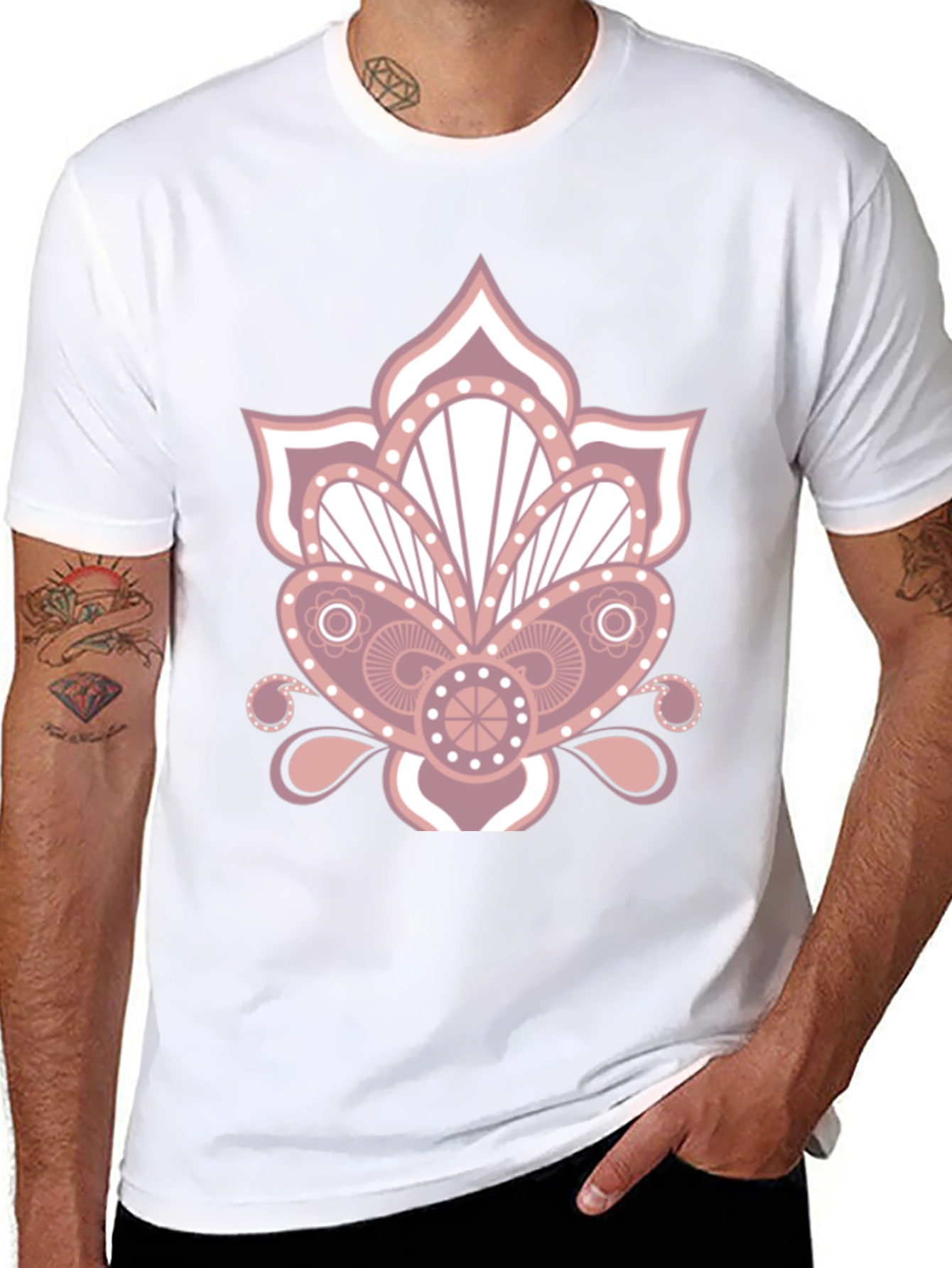 Floral Mandala Graphic Print Black T-Shirt