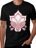Floral Mandala Graphic Print Black T-Shirt