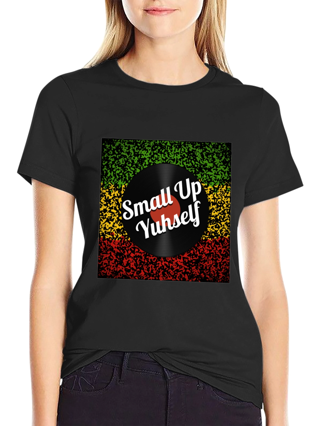 Rasta Vinyl T-Shirt - Small Up Yuhself