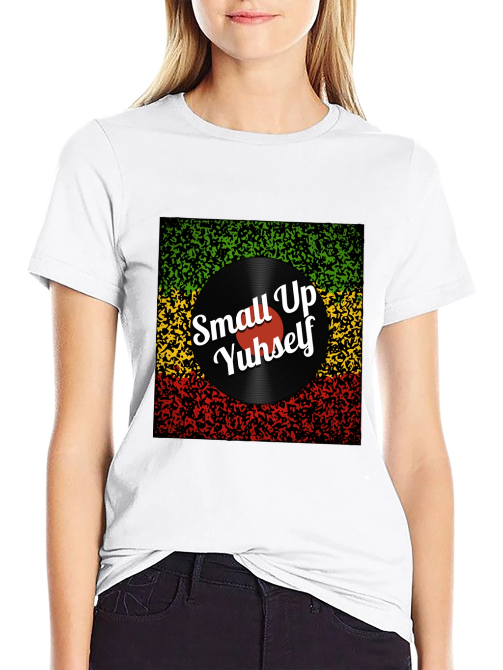 Rasta Vinyl T-Shirt - Small Up Yuhself