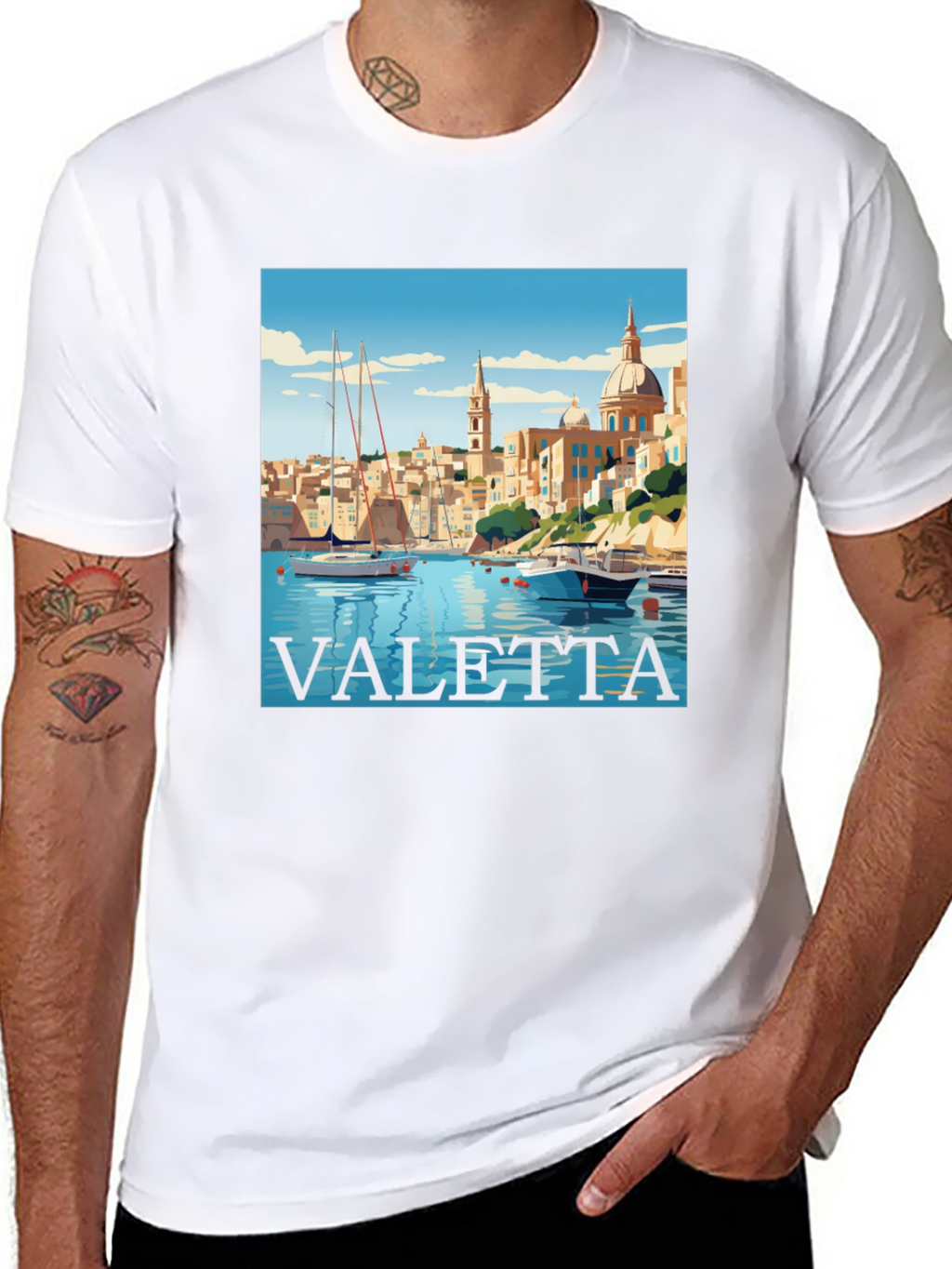 Valetta Malta Graphic T-Shirt - Black