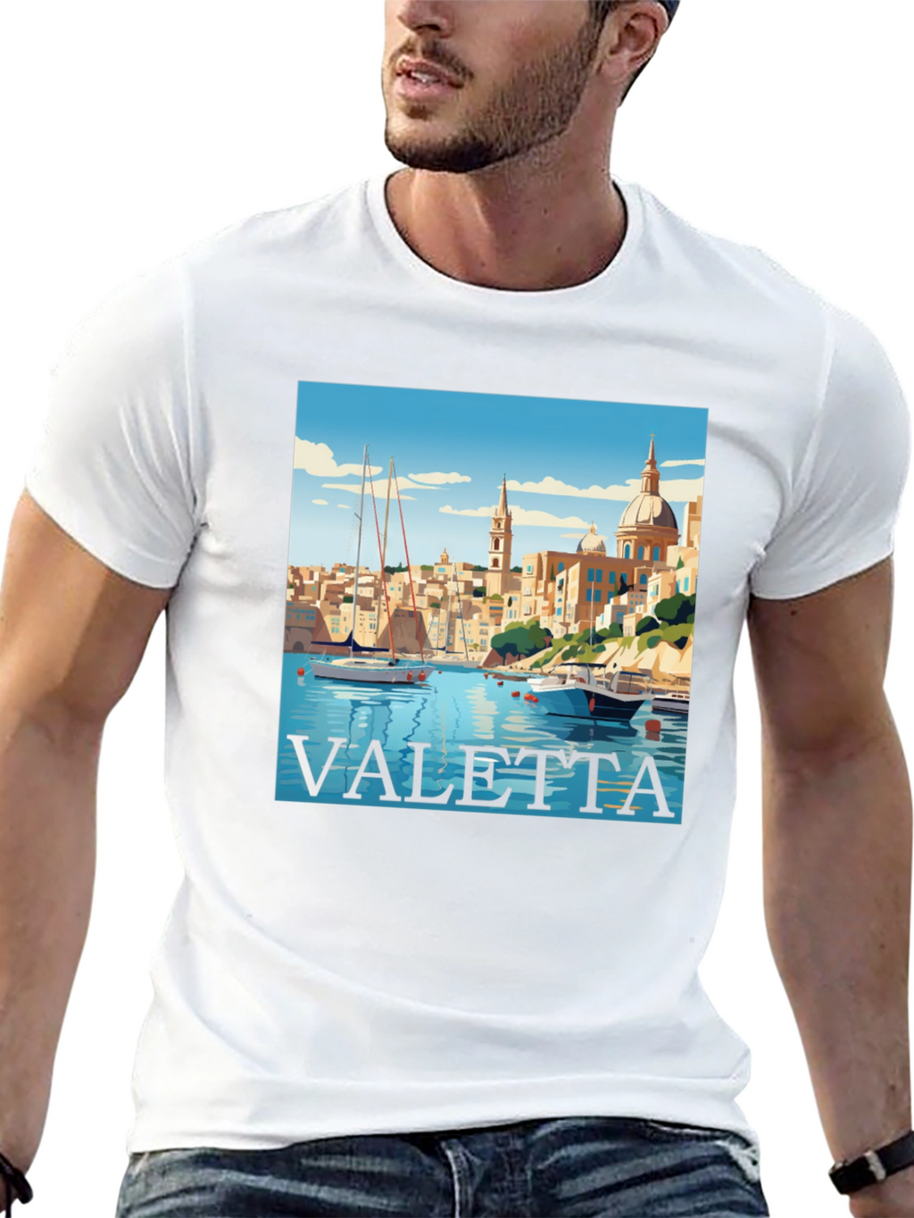Valetta Malta Graphic T-Shirt - Black