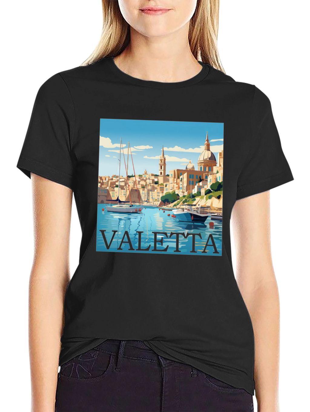 Valetta Malta Graphic T-Shirt - Black