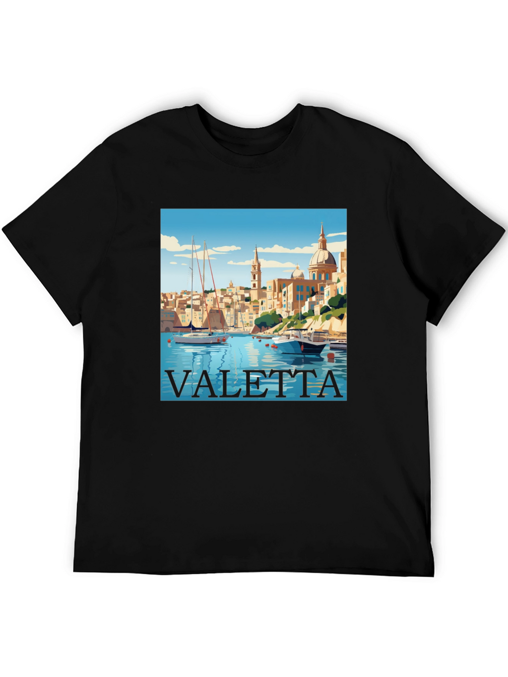 Valetta Malta Graphic T-Shirt - Black