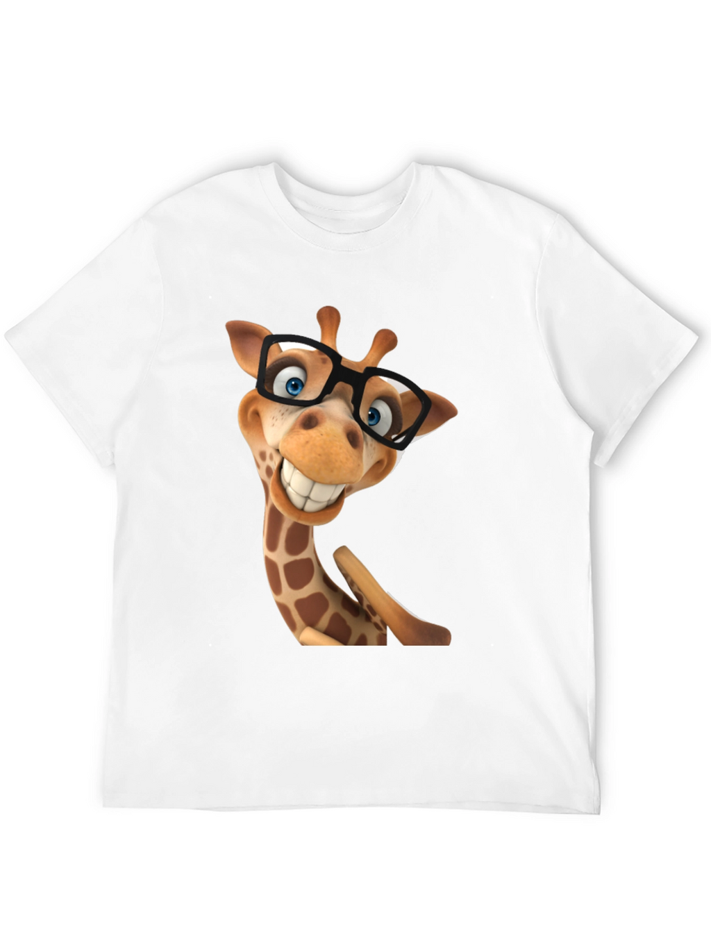 Funny Giraffe in Glasses Graphic Tee - Black T-Shirt