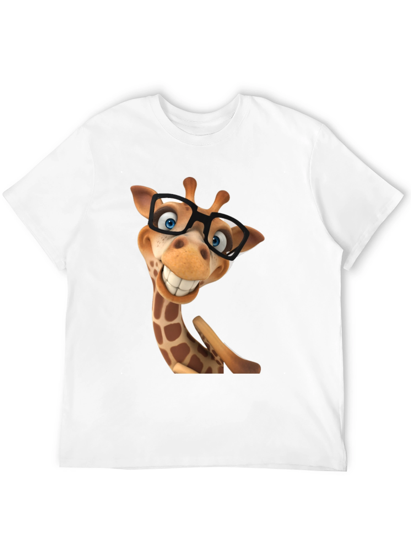 Funny Giraffe in Glasses Graphic Tee - Black T-Shirt