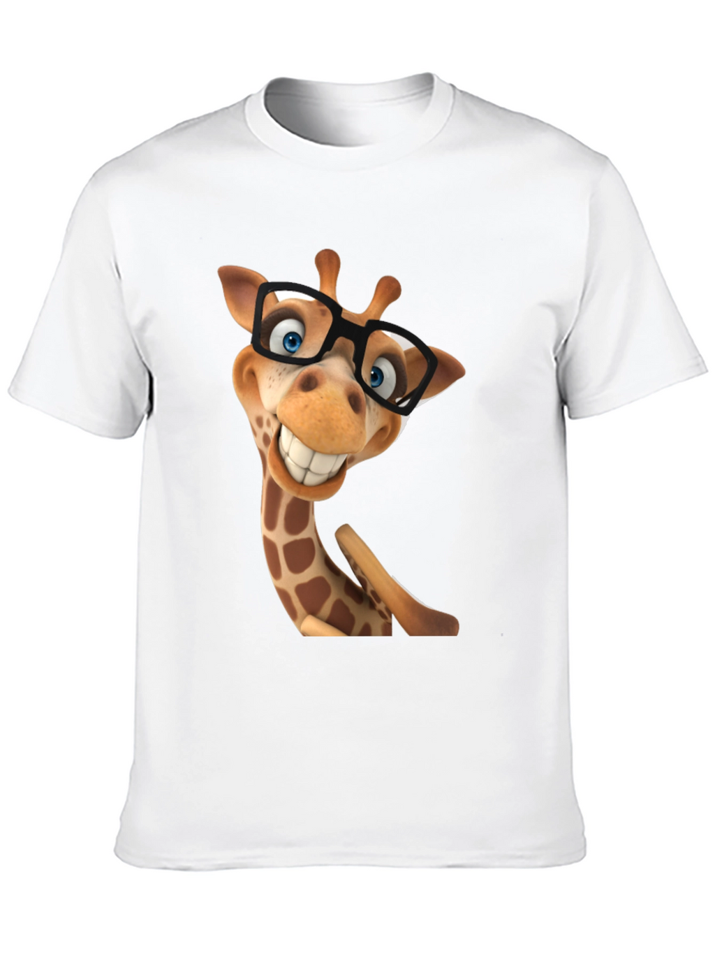 Funny Giraffe in Glasses Graphic Tee - Black T-Shirt