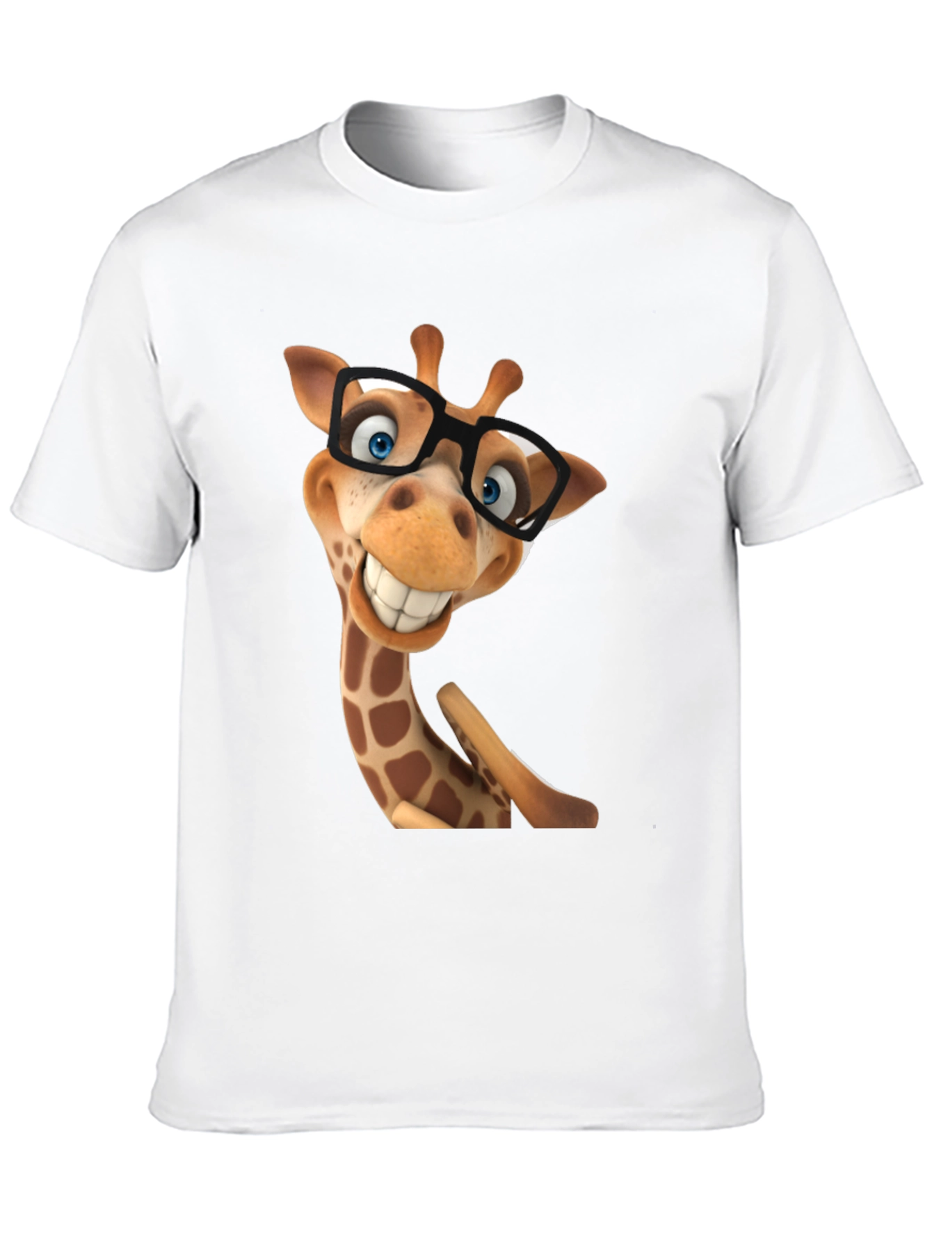 Funny Giraffe in Glasses Graphic Tee - Black T-Shirt