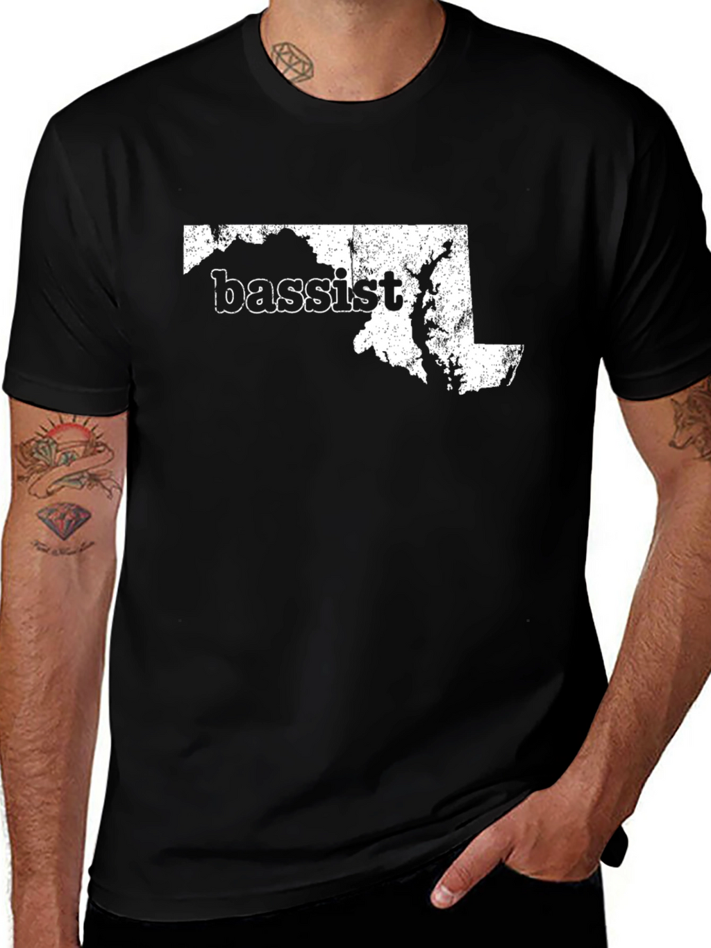 Maryland Bassist T-Shirt - Distressed Design