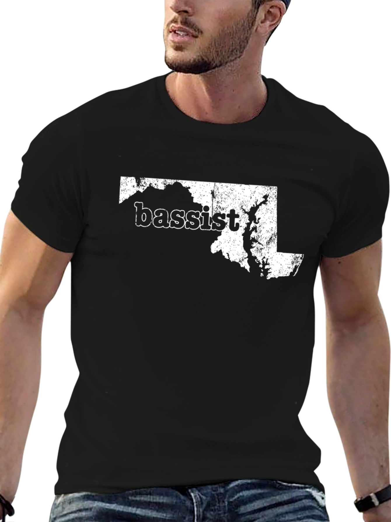 Maryland Bassist T-Shirt - Distressed Design