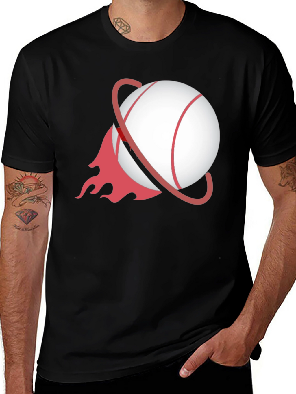 Baseball Planet Black T-Shirt