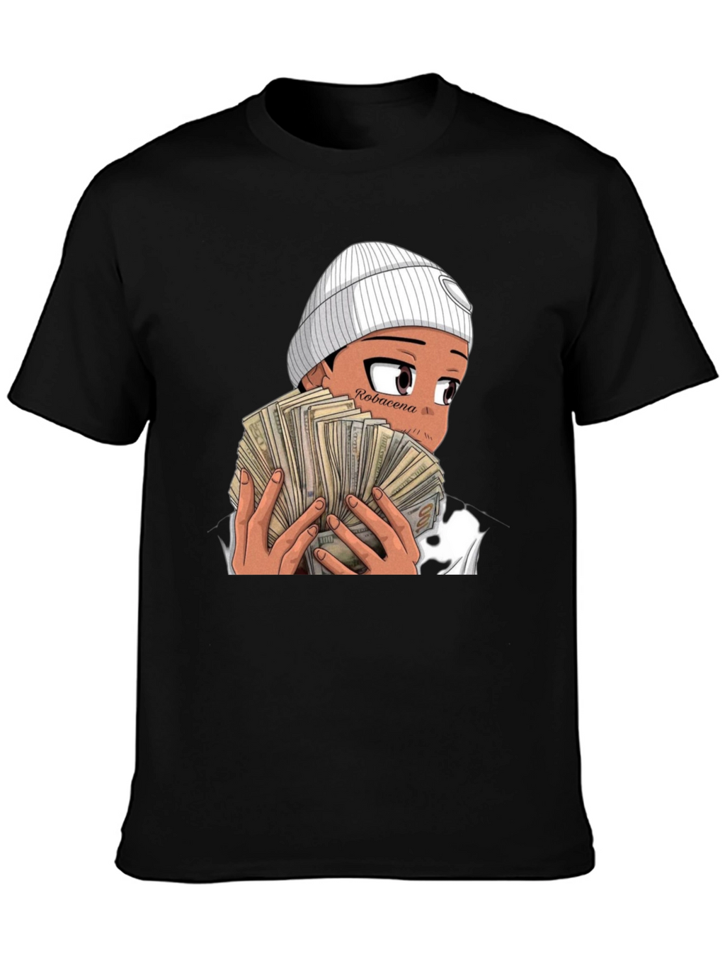 Anime Money Graphic Black T-Shirt