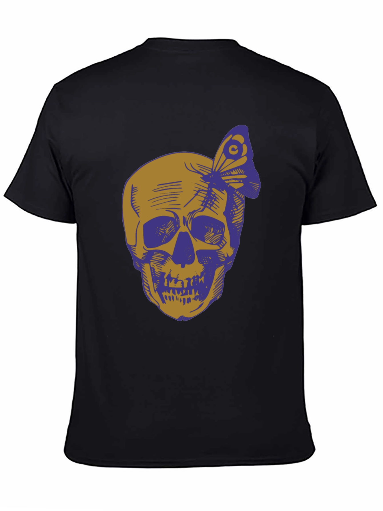 Skull & Butterfly Graphic Tee - Black