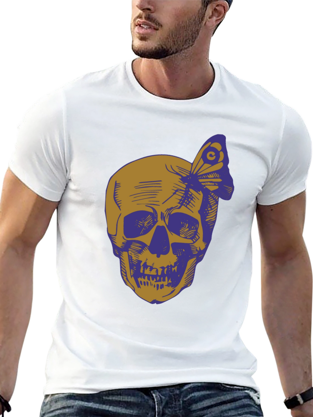 Skull & Butterfly Graphic Tee - Black