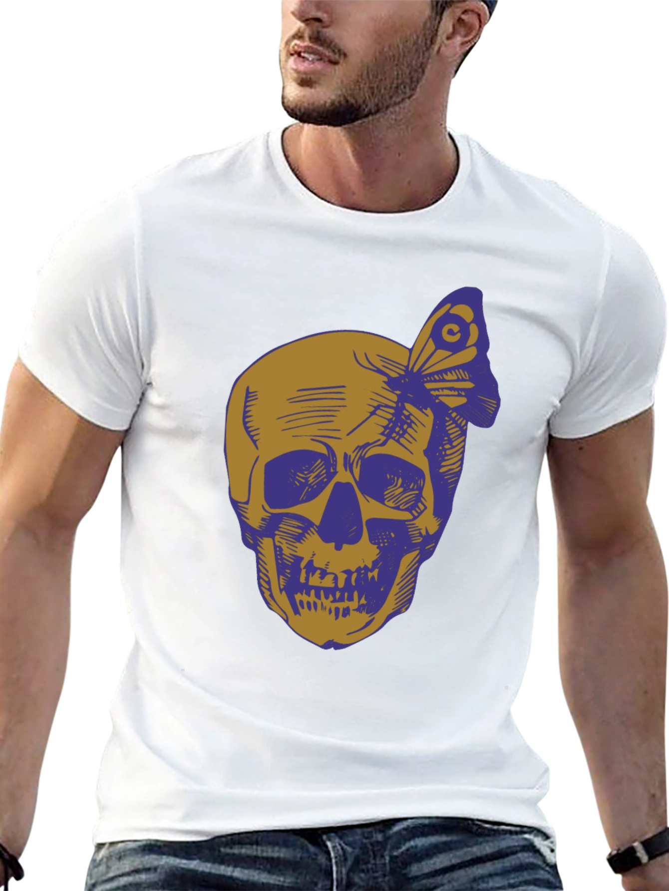 Skull & Butterfly Graphic Tee - Black