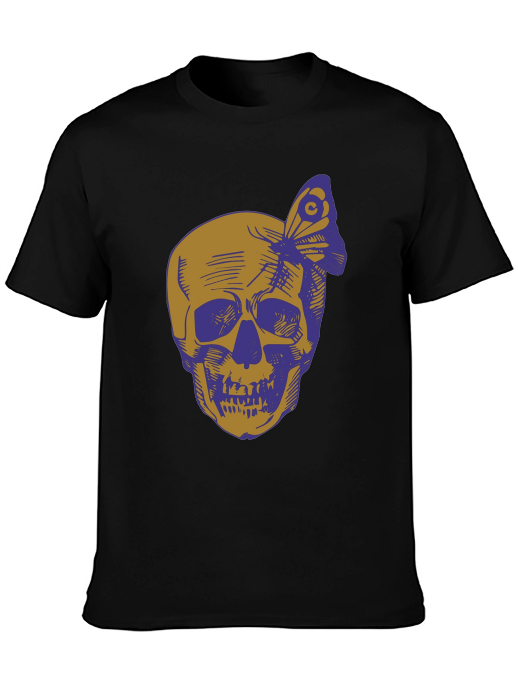 Skull & Butterfly Graphic Tee - Black