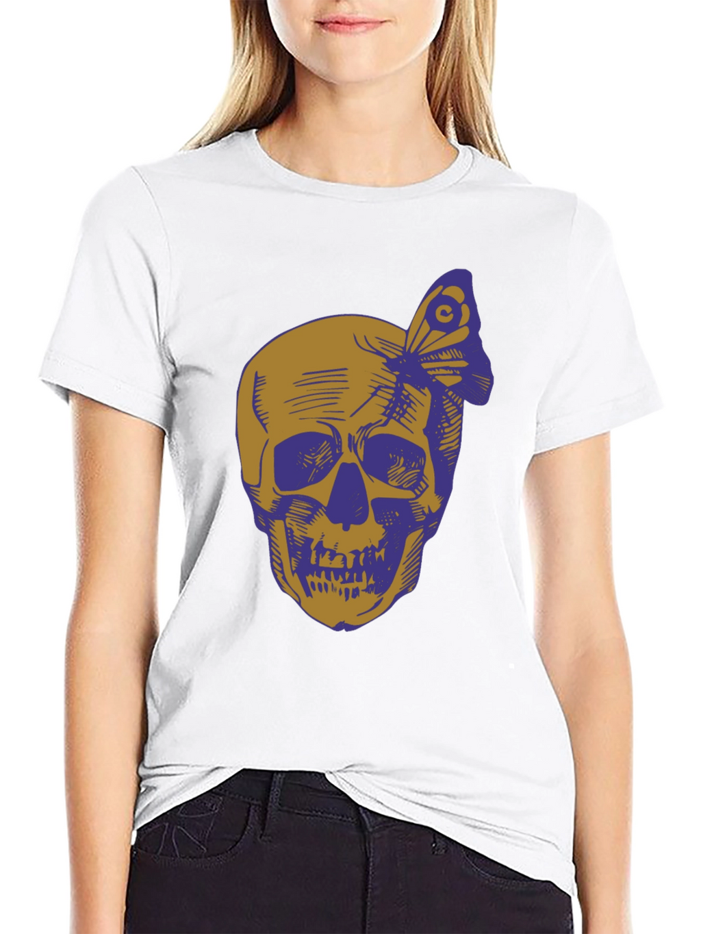 Skull & Butterfly Graphic Tee - Black