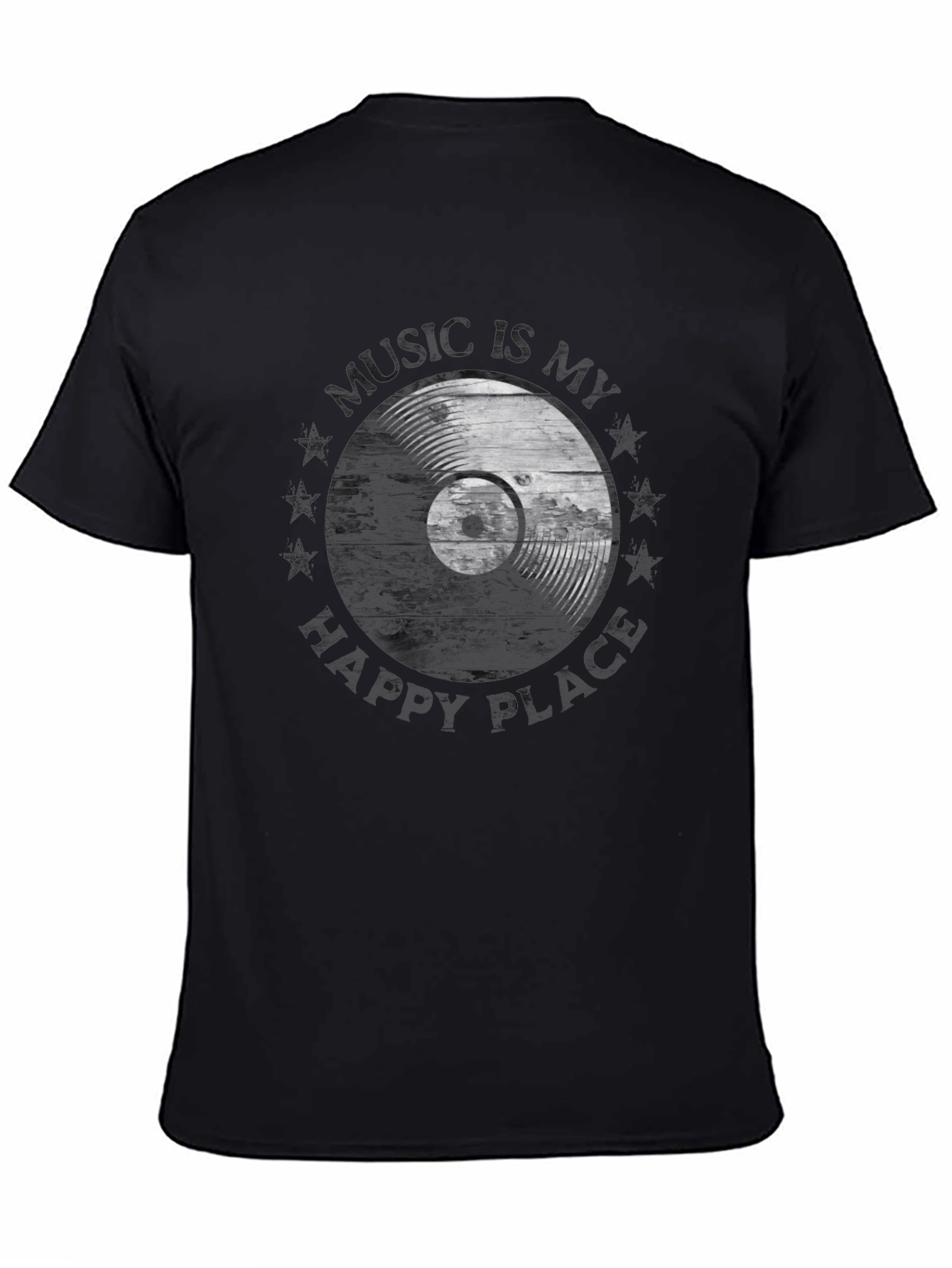 Music Is My Happy Place Vinyl Record Graphic T-Shirt