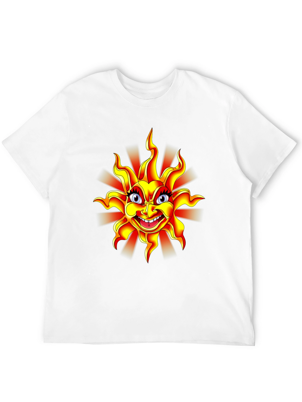 Cartoon Sun Graphic Black T-Shirt