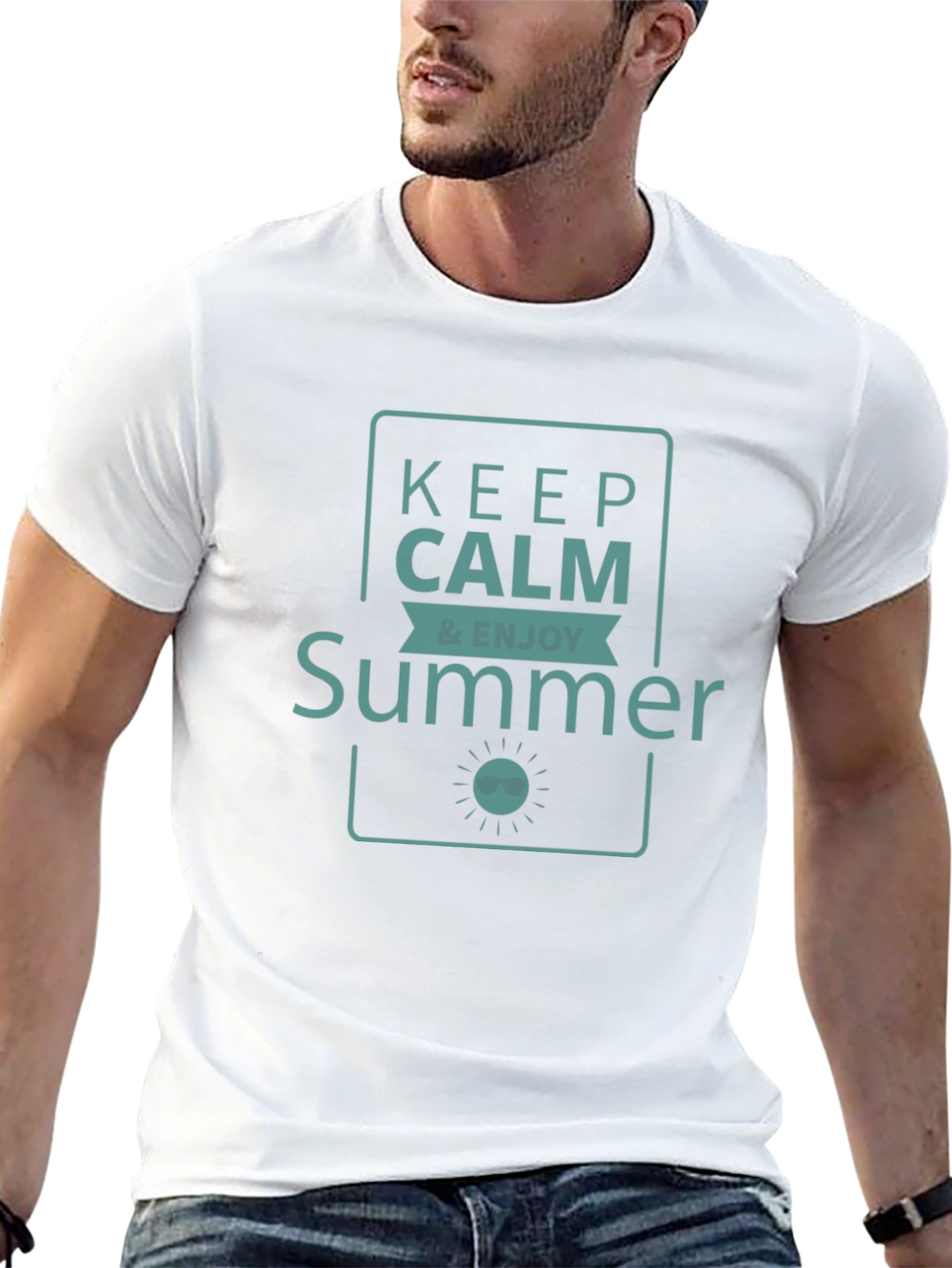 Keep Calm & Enjoy Summer Graphic T-Shirt - Black