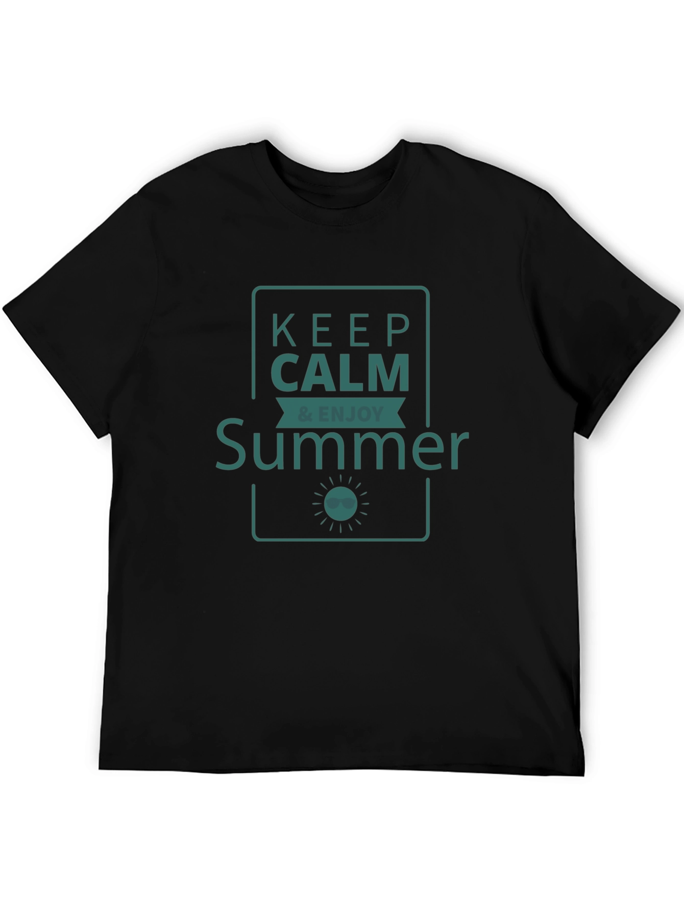 Keep Calm & Enjoy Summer Graphic T-Shirt - Black